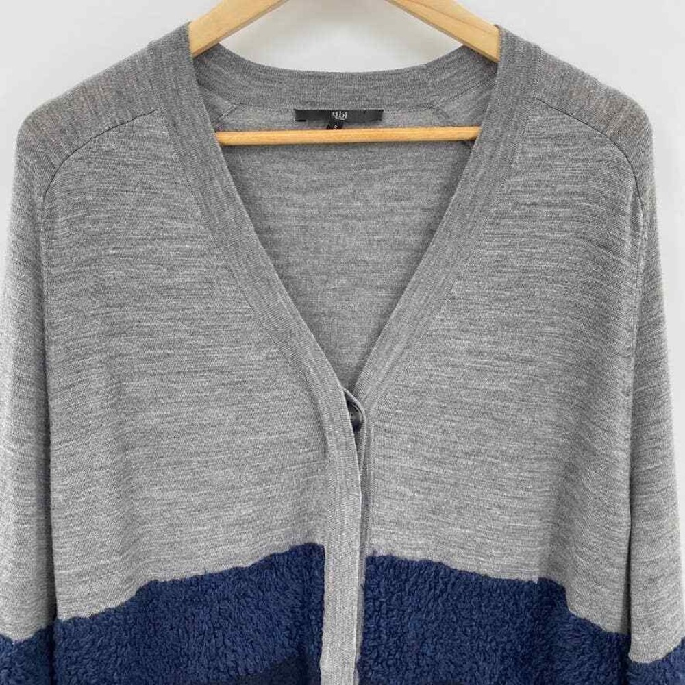 TIBI Cardigan Grandpa Sweater Womens Small Gray Blue Knit Pockets Button Front - Picture 5 of 12